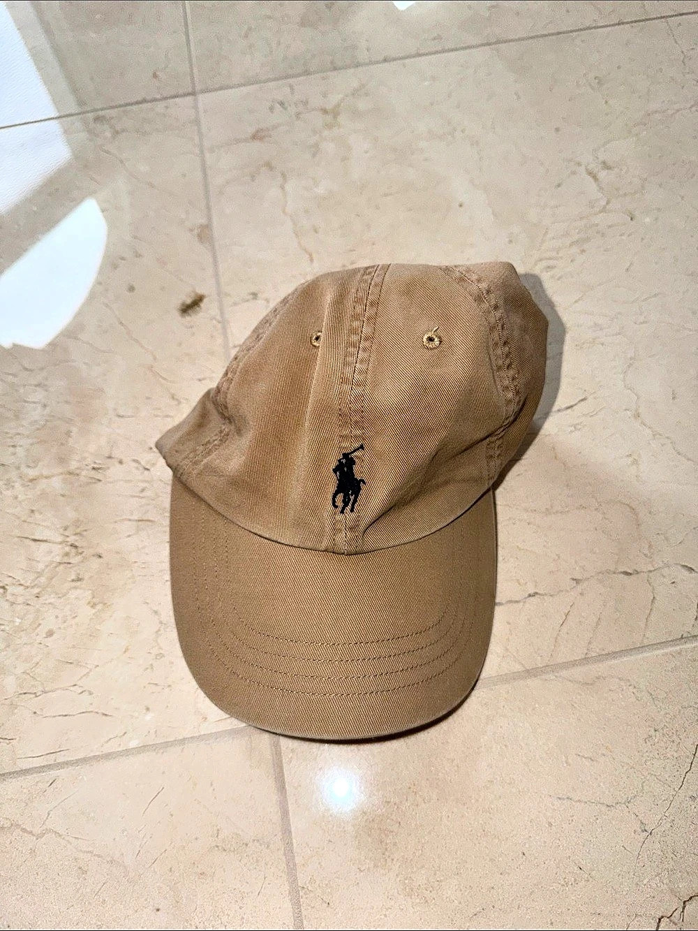 Polo Ralph Lauren Cotton Chino Leather Strapback Baseball Cap Brown